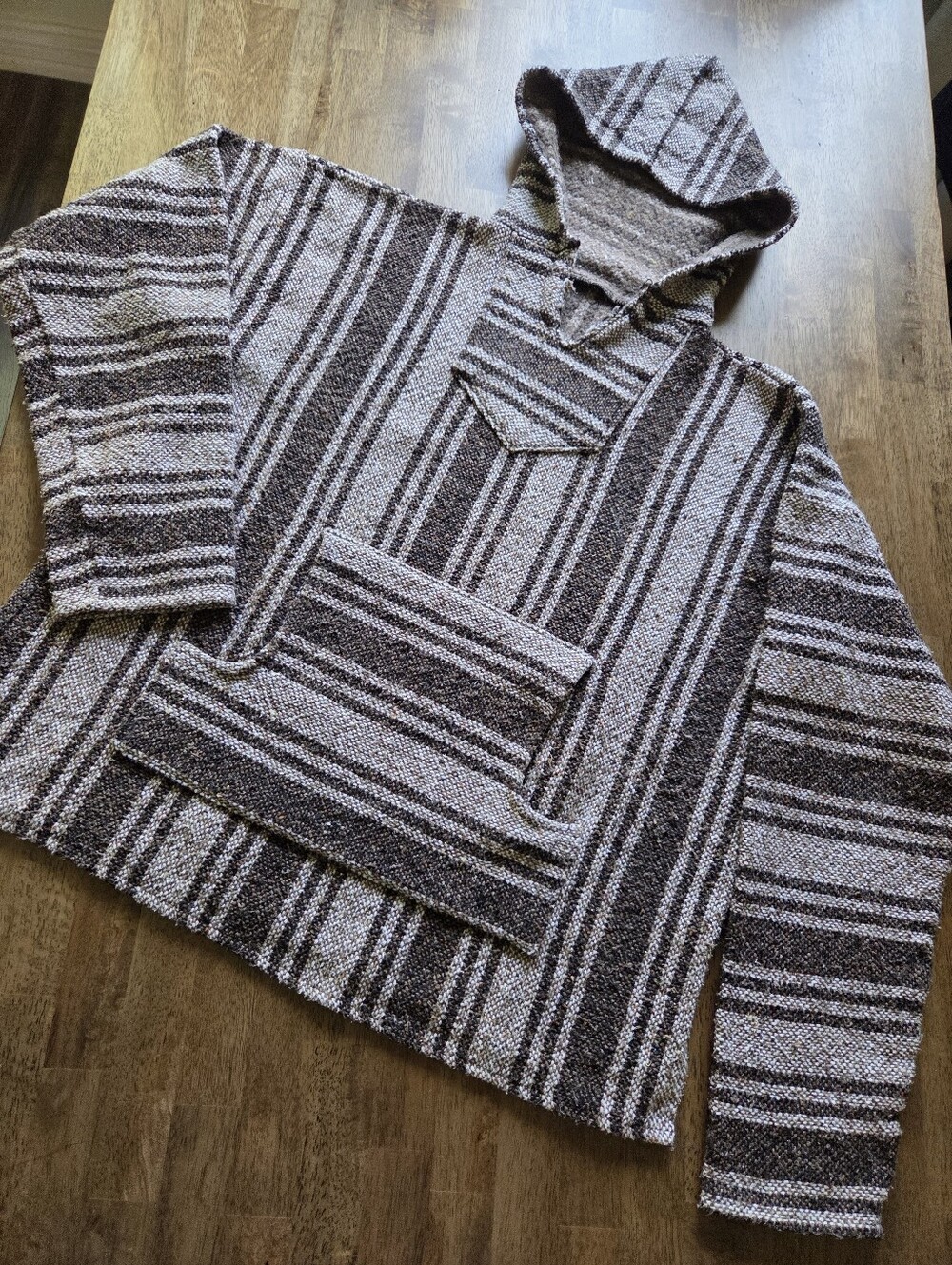 Vintage Baja Bold Stripes Neutral Earthtones Oversized Hooded Sweater Unisex
